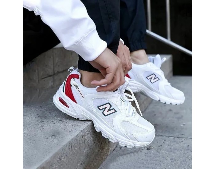 Кроссовки New Balance 530 Белые с красным спортивные