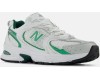 New Balance 530 White with nightwatch green