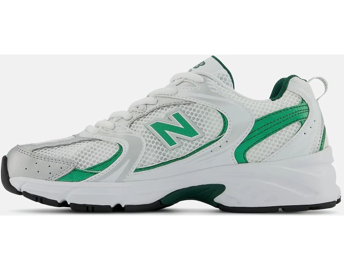New Balance 530 White with nightwatch green