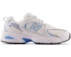 New Balance 530 White with silver metallic and sky blue