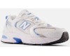 New Balance 530 White with silver metallic and sky blue