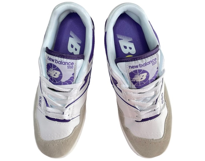 New Balance 550 white prism purple женские белые с фиолетовым