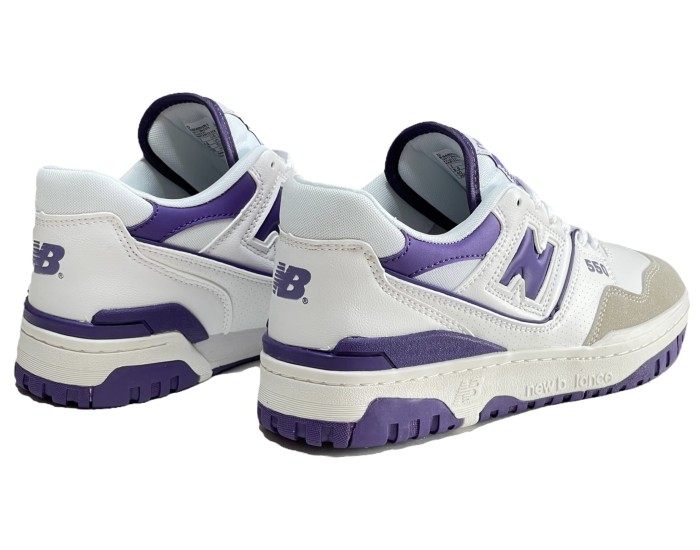 New Balance 550 white prism purple женские белые с фиолетовым