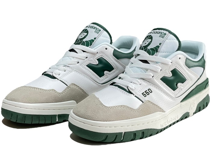New Balance 550 White Team Forest Green