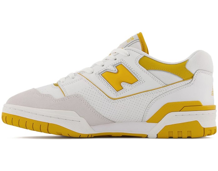 New Balance 550 White/Yellow белые с желтым