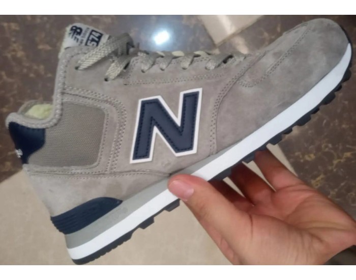 New Balance 574 Mid Grey Deep Blue с мехом