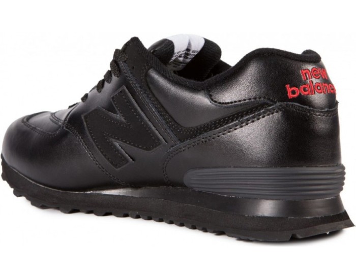 New Balance 574 All Black мужские кожаные