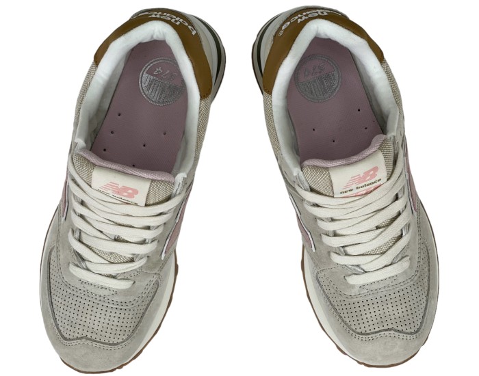 New Balance 574 бежевые с розовым женские