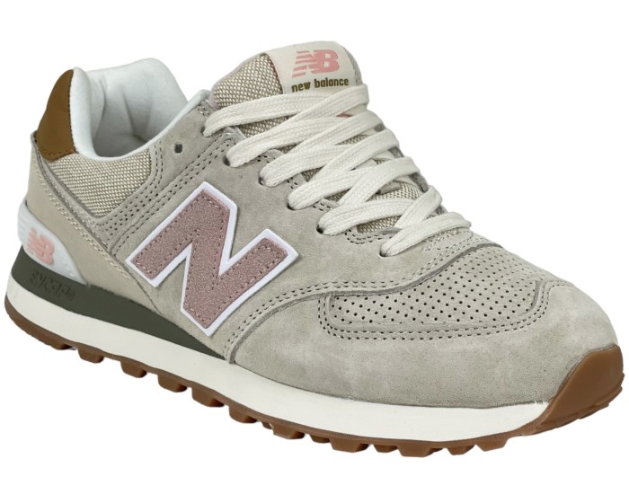 New Balance 574 бежевые с розовым женские