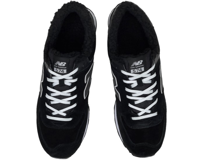 New Balance 574 Black White Big Size с мехом