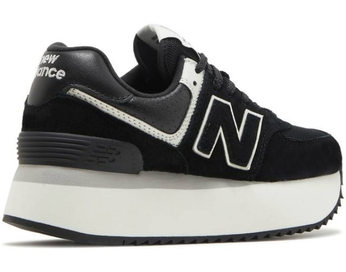 New Balance 574+ Black White на платформе
