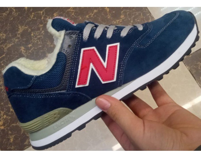 New Balance 574 Blue Red White с мехом