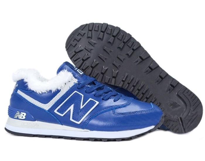 New Balance 574 Blue Winter зимние с мехом синие