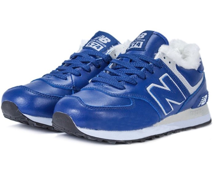 New Balance 574 Blue Winter зимние с мехом синие