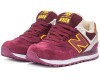 Кроссовки New Balance 574 зимние с мехом бордовые с белым