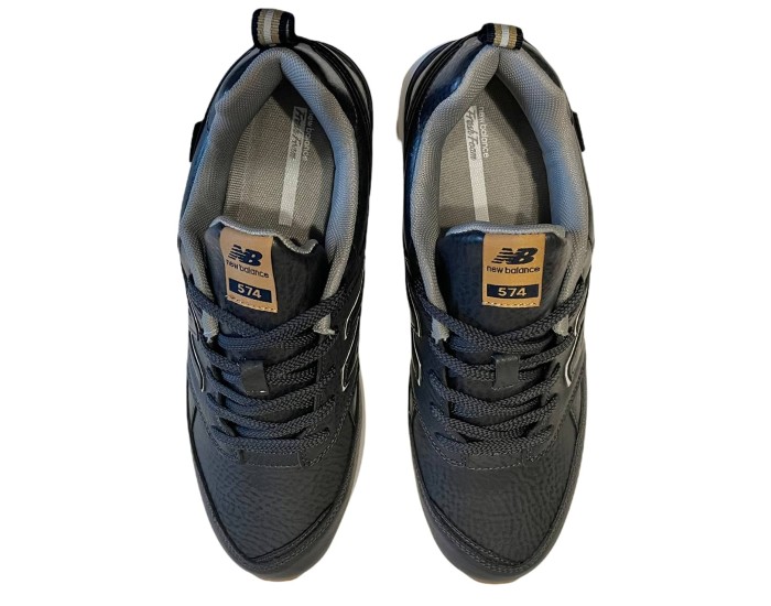 Кроссовки New Balance 574  мужские черные кожаные матовые