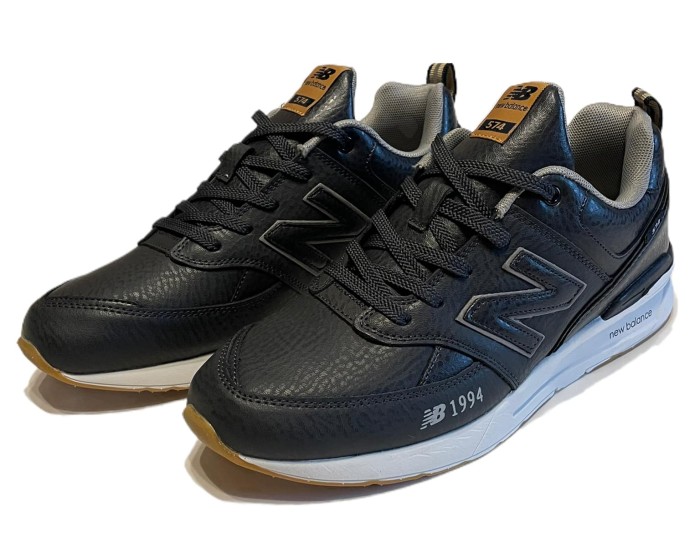 Кроссовки New Balance 574  мужские черные кожаные матовые