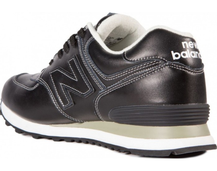 New Balance 574 женские черные с белым кожаные