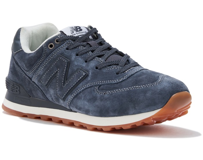 New Balance 574 deep blue мужские замшевые
