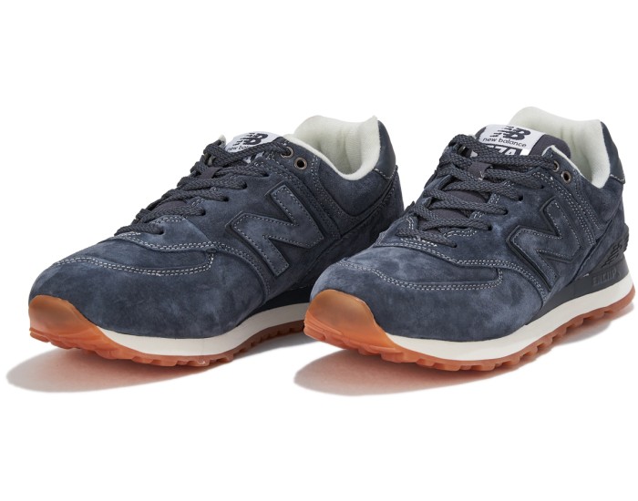 New Balance 574 deep blue мужские замшевые