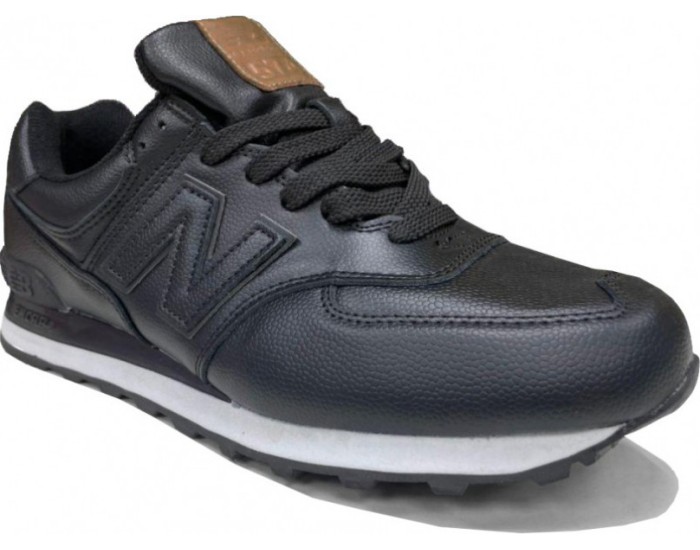 Кроссовки New Balance 574 Кожаные Матовые чёрные