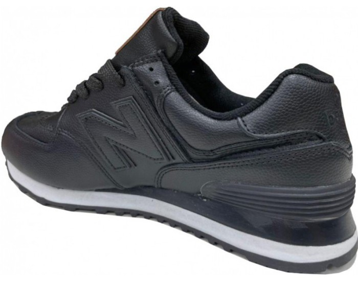 Кроссовки New Balance 574 Кожаные Матовые чёрные