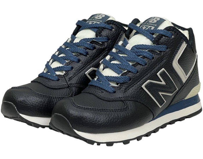 New Balance 574 Mid Blue Leather с мехом