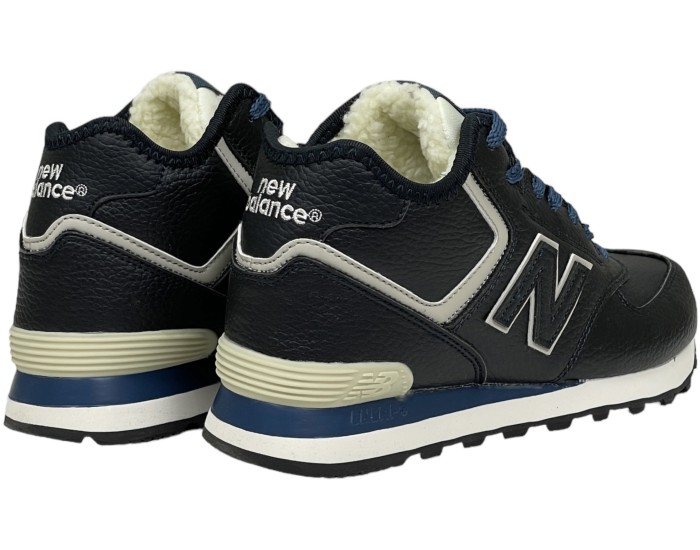 New Balance 574 Mid Blue Leather с мехом