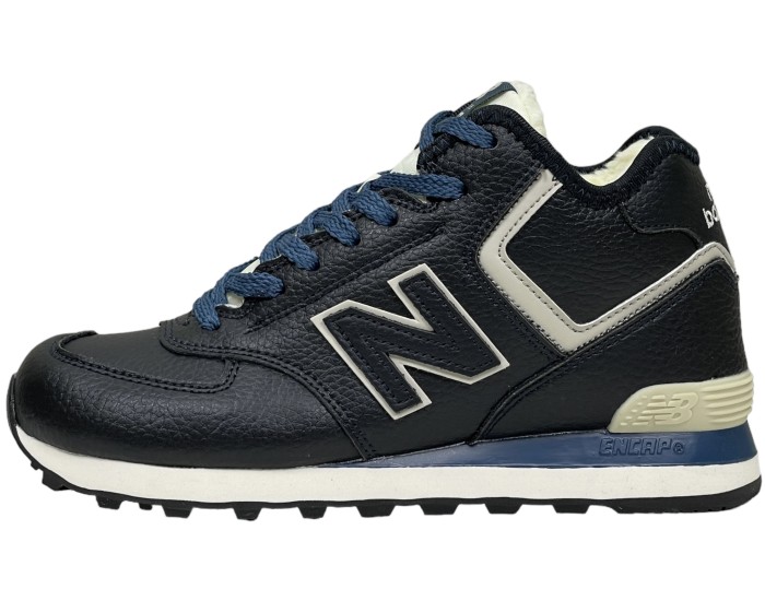 New Balance 574 Mid Blue Leather с мехом