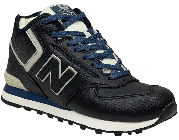 New Balance 574 Mid Blue Leather с мехом