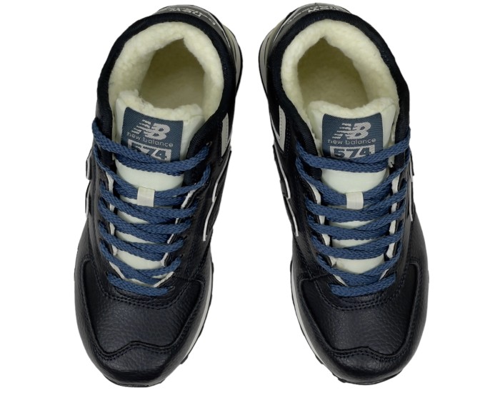 New Balance 574 Mid Blue Leather с мехом