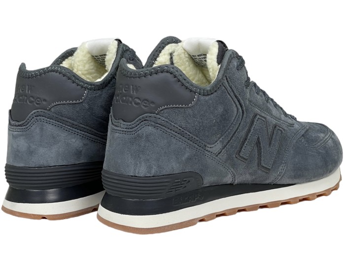 New Balance 574 Mid Deep Blue замшевые с мехом
