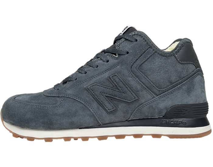 New Balance 574 Mid Deep Blue замшевые с мехом