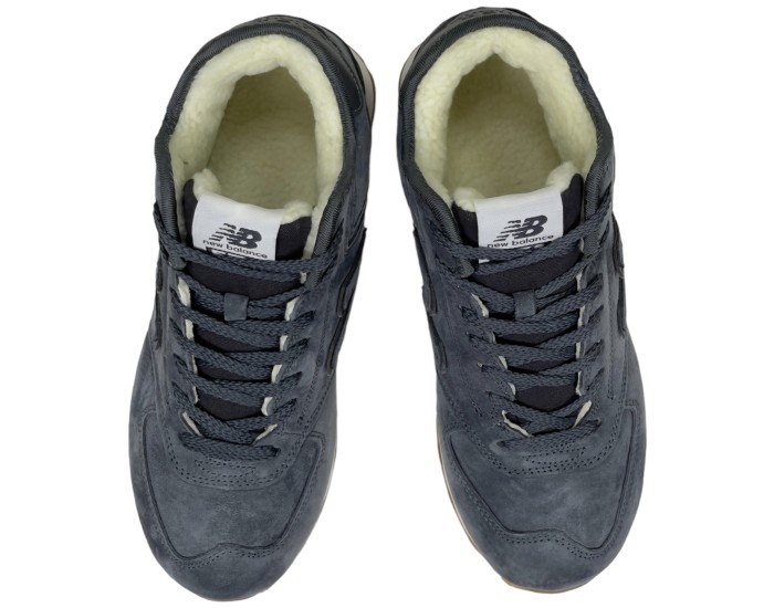 New Balance 574 Mid Deep Blue замшевые с мехом