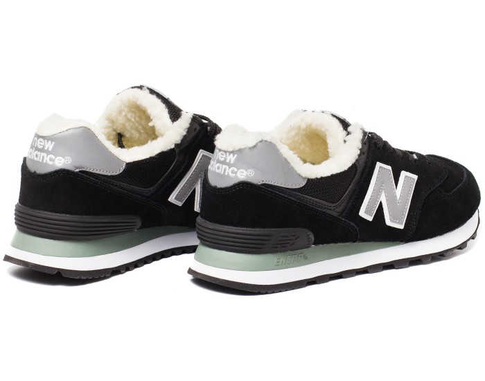 Кроссовки New Balance 574 navy grey winter edition зимние с мехом