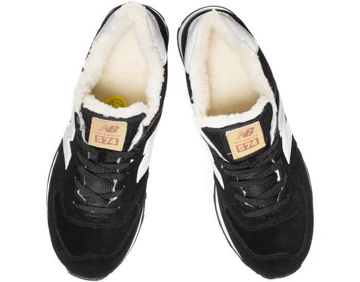 Кроссовки New Balance 574 navy grey winter edition зимние с мехом