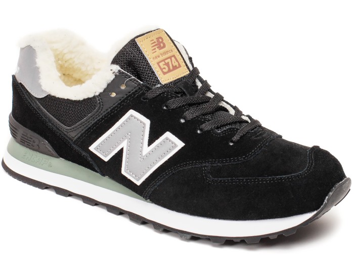 Кроссовки New Balance 574 navy grey winter edition зимние с мехом