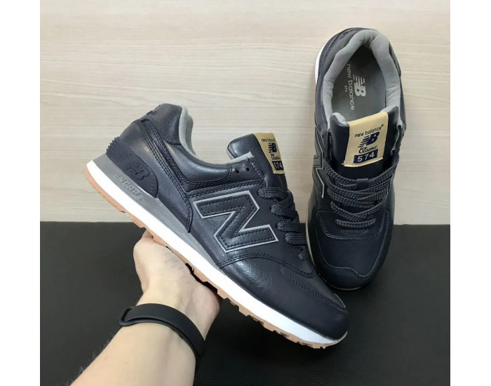 New Balance 574 Dark Blue Кожаные