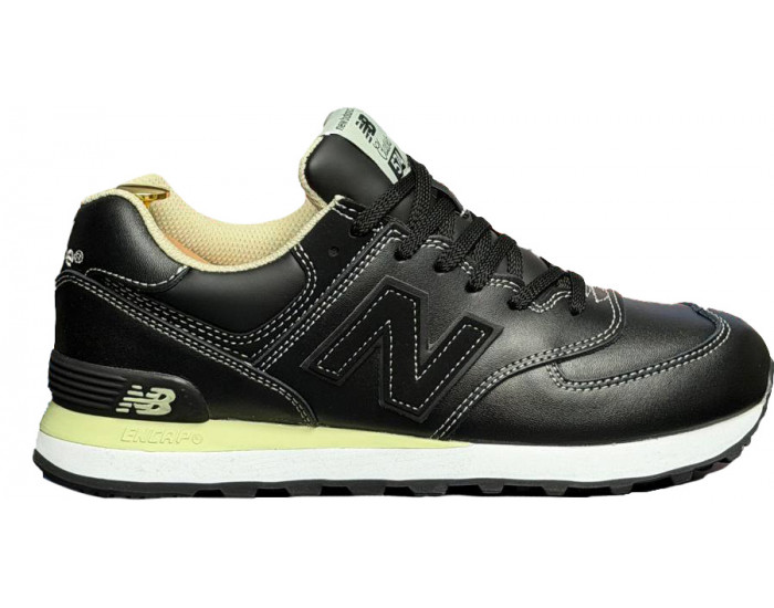 New Balance 574 Triple Black Кожаные