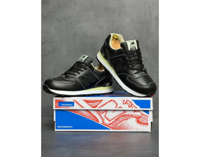 New Balance 574 Triple Black Кожаные