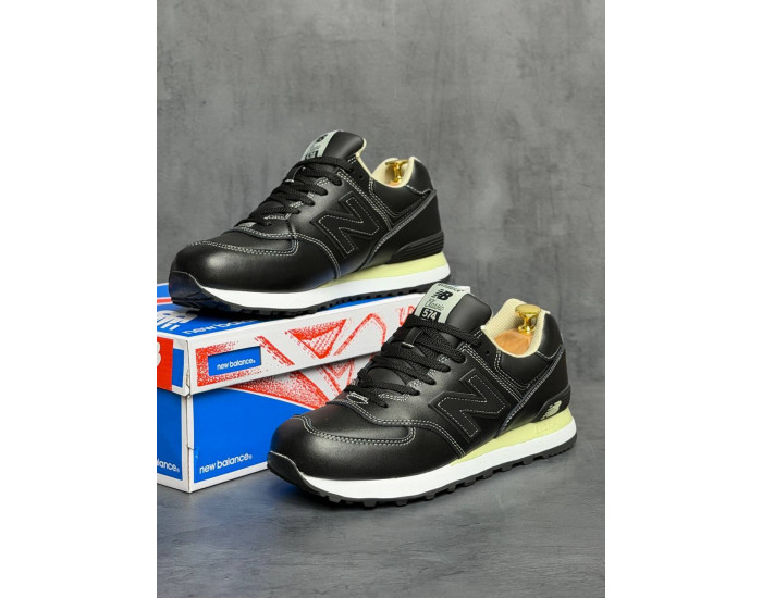 New Balance 574 Triple Black Кожаные
