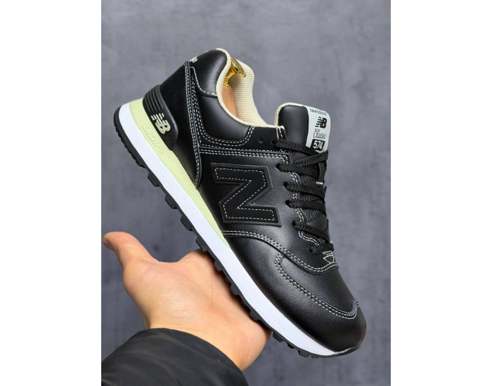 New Balance 574 Triple Black Кожаные