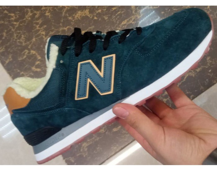 New Balance 574 Obsidian Brown Grey с мехом