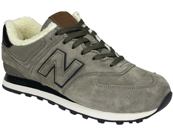 New Balance 574 Sand Grey Black с мехом