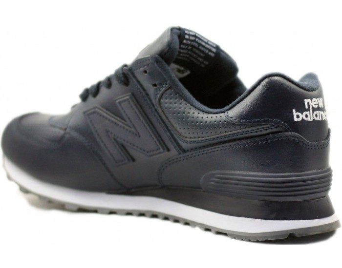 New Balance 574 мужские тёмно-синие кожаные