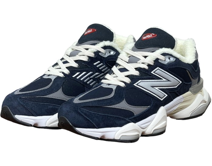 New Balance 9060 Navy White с мехом