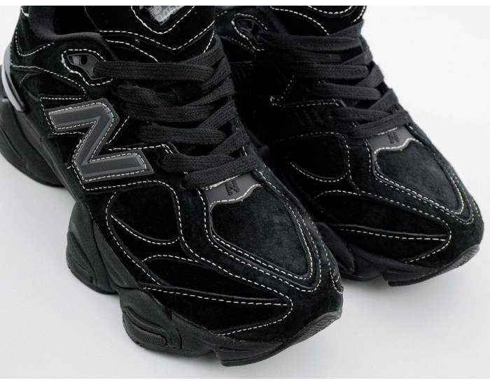 New Balance 9060  White Stitching Triple Black