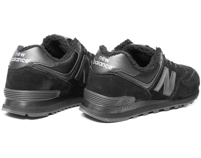 Кроссовки New Balance 574 classic зимние черные с мехом