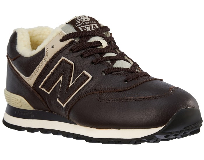 New Balance 574 мужские кожаные коричневые с мехом
