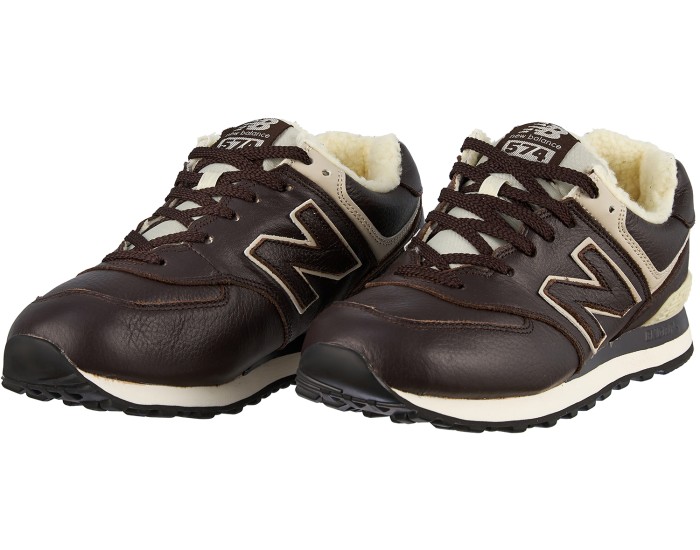 New Balance 574 мужские кожаные коричневые с мехом